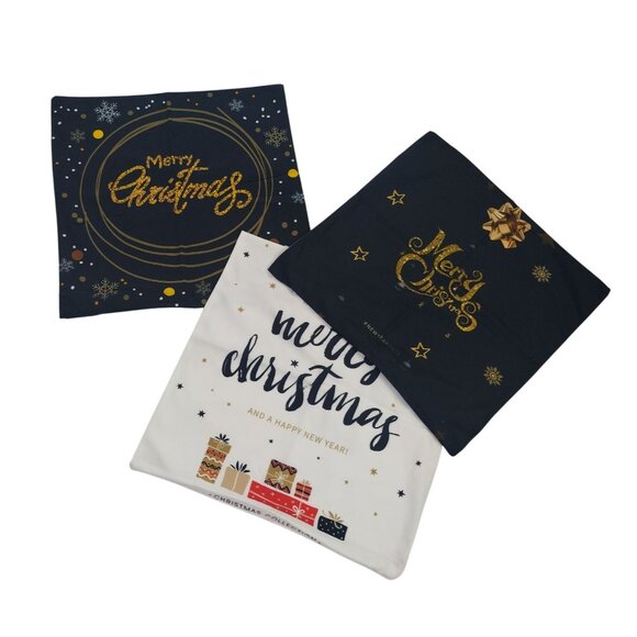 Set of 4 holiday pillow covers with festive designs. Standard size. NWOT - Picture 5 of 6